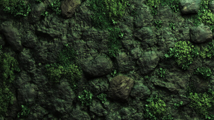 Moss-covered rock surface with deep green hues, creating an organic, forest-inspired texture. v2