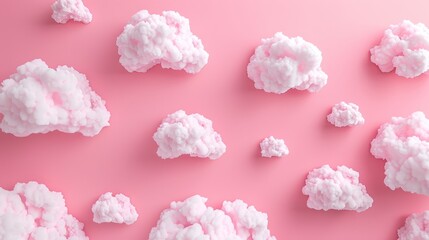 Fototapeta premium Cloud Computing Concept Frame Border Background with Fluffy Clouds on Pink Backdrop for Technology and Digital Themes