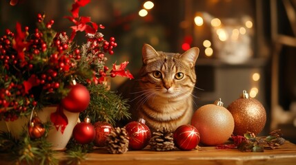 Obraz premium Christmas decoration with candles and dolls