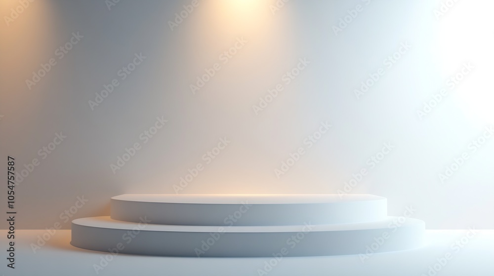 Fototapete Minimalistic White Stage with Soft Illumination in Modern Studio Setting : Generative AI