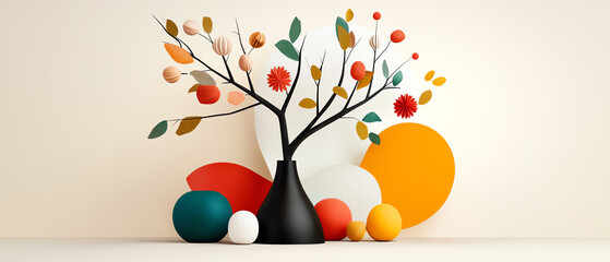 Celebrating the new year a vibrant and festive card design with abstract flora and bold colors