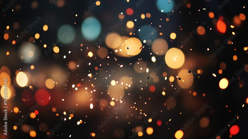 Poster Abstract Blurred Bokeh Lights in Warm Tones Creating a Festive Background : Generative AI