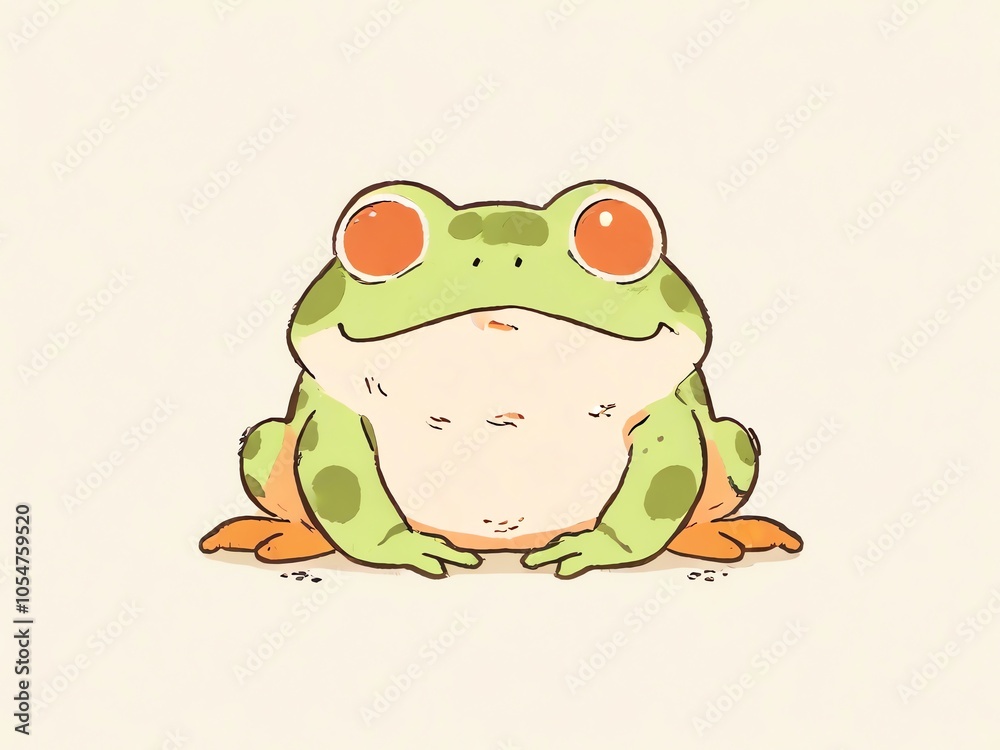 Canvas Prints Cute Green Frog Illustration