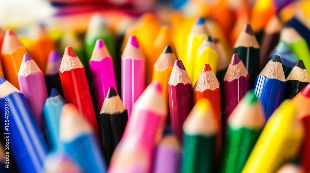 Poster Assorted Colorful Pencils Arranged in a Creative Display : Generative AI