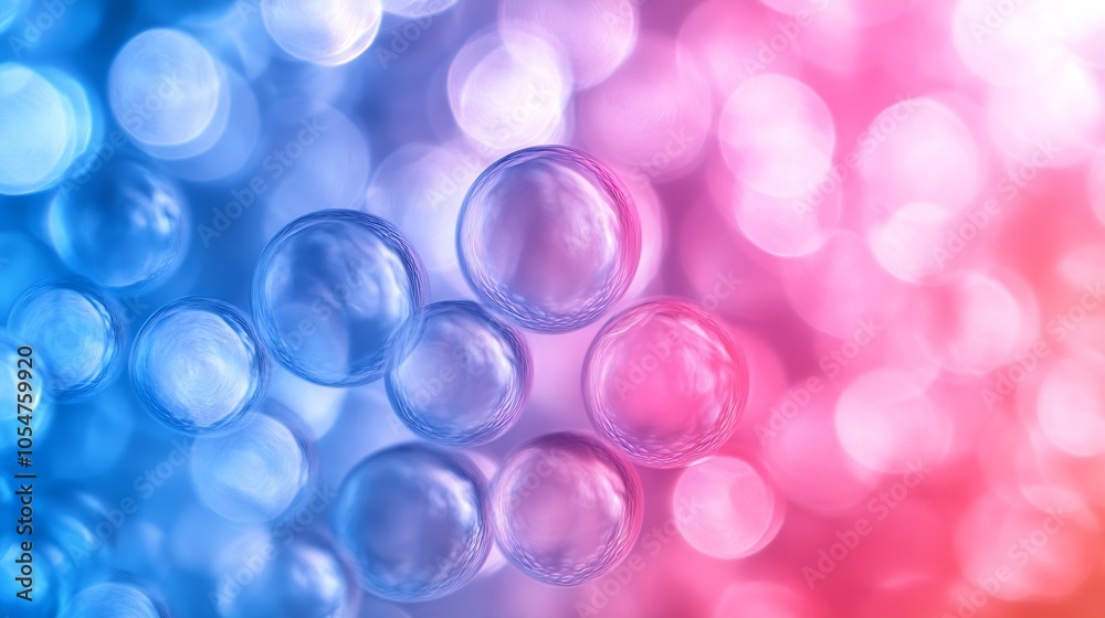 Poster abstract blue and pink bubble bokeh background with dreamy soft light effects : generative ai