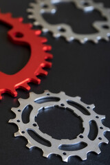 Bike Chainring, gears, cogs and sprockets on blur background