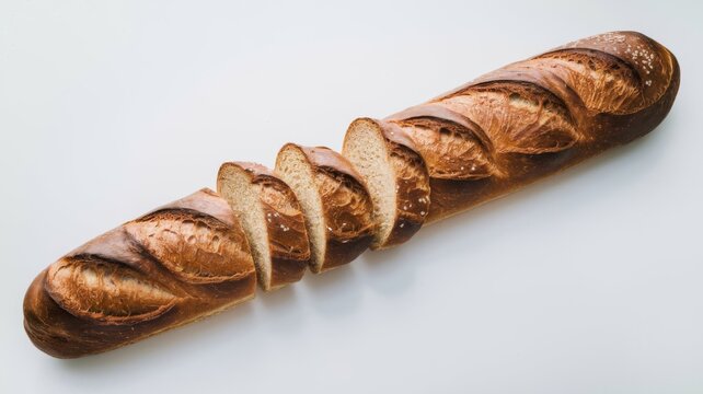 Traditional Eastern European long loaf isolated on a white background