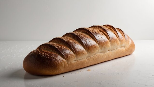 Traditional Eastern European long loaf isolated on a white background
