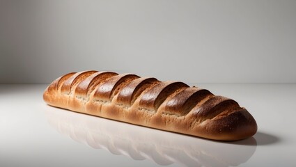 Traditional Eastern European long loaf isolated on a white background