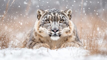 Snow Leopard in Snowy Landscape