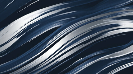 Abstract metallic silver strokes on navy-blue background. v2