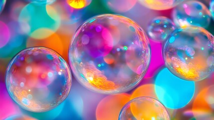 Bright Vibrant Colorful Bokeh Bubbles Background for Creative Visual Designs and Art Concepts : Generative AI