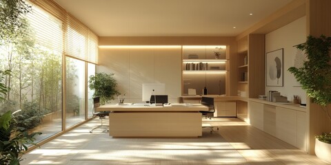 Modern Minimalist Office Interior Design with Natural Light