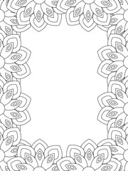 All these designs are hand-drawn and unique 
Flower Border is a Beautiful black and white illustration for aadult coloring book,
This is a printable Beautiful Zentangle Coloring page for KDP Interior,