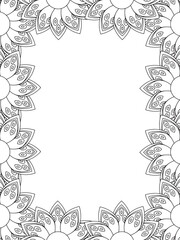 Obraz premium All these designs are hand-drawn and unique Flower Border is a Beautiful black and white illustration for aadult coloring book, This is a printable Beautiful Zentangle Coloring page for KDP Interior,