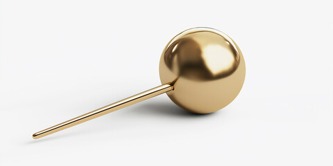 Golden sphere balancing on a stick creating a surreal visual