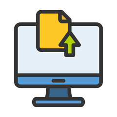 computer elearning up filled style