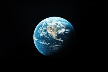Naklejka premium View of the Earth from space, blue planet and deep black space