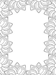 All these designs are hand-drawn and unique 
Flower Border is a Beautiful black and white illustration for aadult coloring book,
This is a printable Beautiful Zentangle Coloring page for KDP Interior,