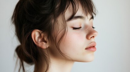 Serene Portrait of Young Woman with Natural Beauty