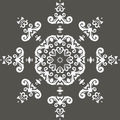 Damask Floral Patterns Ornament Arabic Pattern Mehndi Designfolk Embroidery, Aztec Ornament Print. Design for Carpet, Wallpaper, Clothing, Wrapping, Fabric