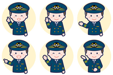 パイロットの男性のポーズセット_03