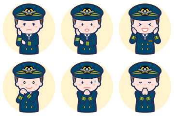 パイロットの男性のポーズセット_04