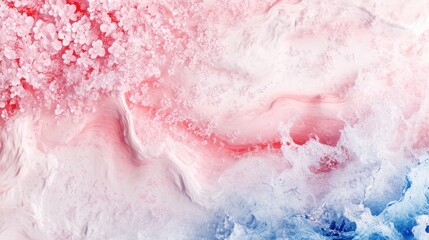 Fototapeta premium Abstract Waves with Sakura Petals in Soft Colors