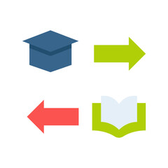 exchange book and course flat style