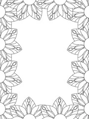 All these designs are hand-drawn and unique 
Flower Border is a Beautiful black and white illustration for aadult coloring book,
This is a printable Beautiful Zentangle Coloring page for KDP Interior,