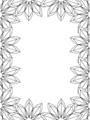 All these designs are hand-drawn and unique 
Flower Border is a Beautiful black and white illustration for aadult coloring book,
This is a printable Beautiful Zentangle Coloring page for KDP Interior,