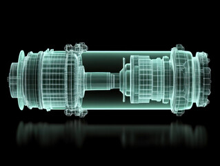 A green and blue image of a machine with a tube inside of it. The tube is surrounded by a green and blue frame