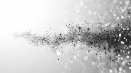 Digits abstract background with connected lines and dots, wave flow. Digital neural networks.