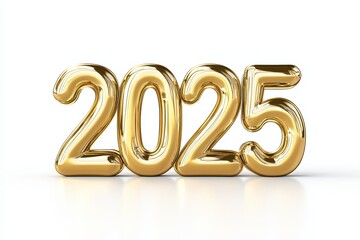 2025 in gold text on a white background, new year concept