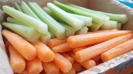 Fresh Vegetable Sticks with Celery and Carrots
