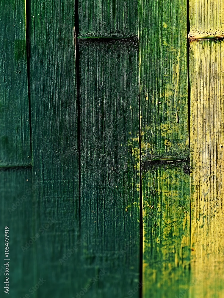 Poster rustic green wooden planks with natural textures and weathered patterns : generative ai