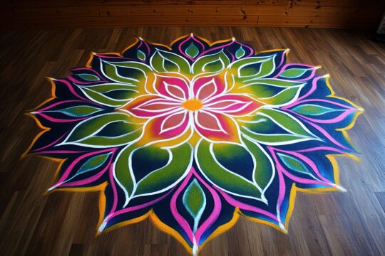 Colorful Design on Wooden Floor
