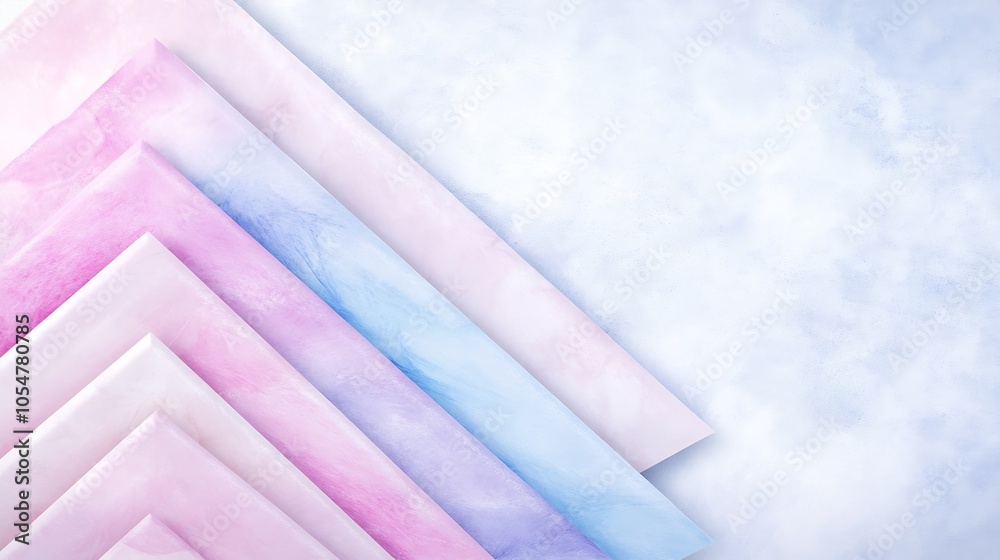 Poster Pastel Watercolor Gradient Chevron Pattern Background in Soft Pink and Blue Tones : Generative AI