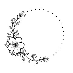 hand drawing vintage floral frame. flower frame or border with sketch style