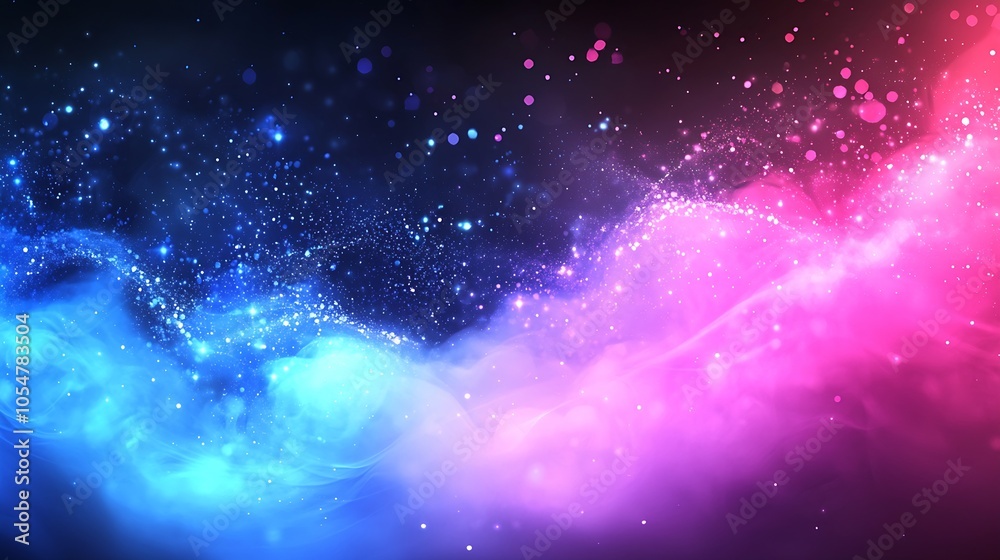 Poster mesmerizing cosmic colorful nebula art with glittering stars and mystical dreamlike vivid background