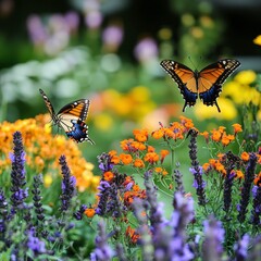 Butterfly garden with nectar-rich plants
