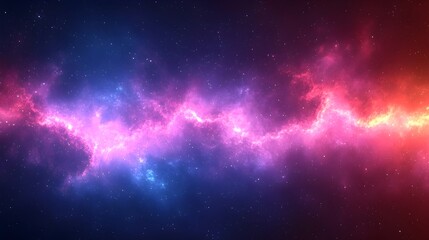 Obraz premium A stunning cosmic vista showcasing vibrant hues of purple, pink, and blue, representing the beauty of deep space filled with stars and nebulae.