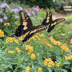 Fototapeta premium Butterfly garden with nectar-rich plants