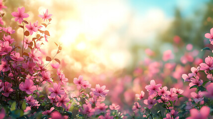  A blossoming cherry tree in early spring with delicate pink petals against a blurred background, symbolizing renewal, fleeting beauty, and the ephemeral nature of life in Japanese culture