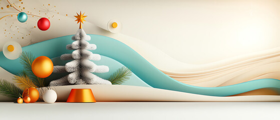 Vibrant new year card design featuring geometric elements and festive decorations