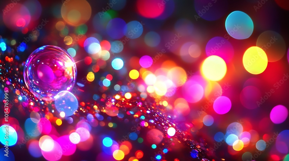 Fototapete vibrant abstract lights and multicolored bokeh with a surreal swirling focus : generative ai