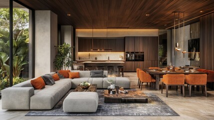 Fototapeta premium Cozy Contemporary Home with Warm Ambiance