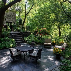 Garden patio with outdoor furniture