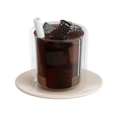 3d illustration of coffee shop. 3d icon of Iced Americano. 3d elements