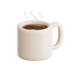 3d illustration of coffee shop. 3d icon of Hot Coffee. 3d elements